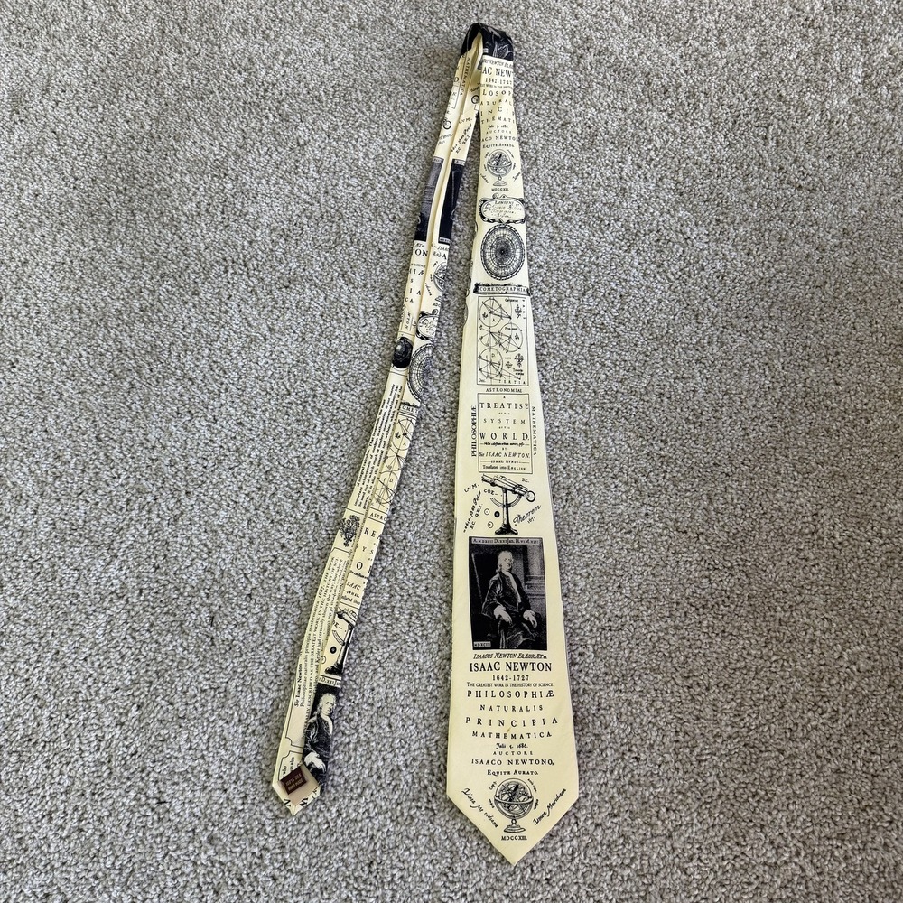 Isaac Newton Tie Mens One Size White Silk Science Math Novelty Necktie